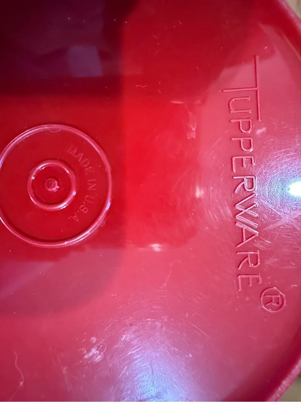 Tupperware Red Decorative Storage Cup with Embossed Motif